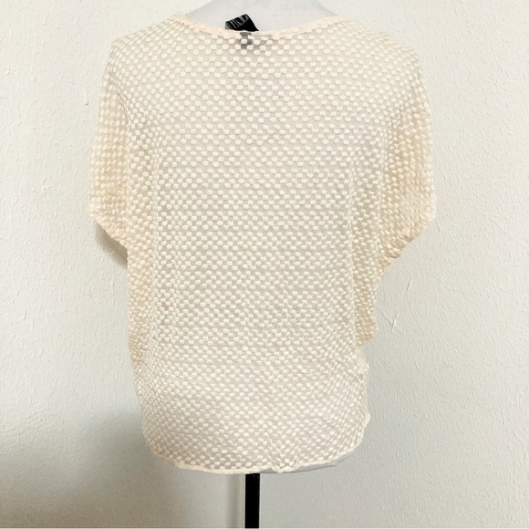 Women’s Size 4 Tt Collection Embroidered Pure Silk Sheer Top Cream Color - Picture 4 of 7